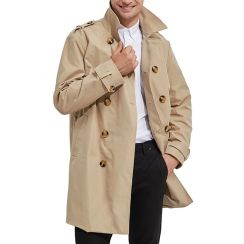 Double Breasted Belted Mens Trench Coat