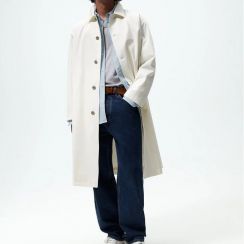 2 pcs Mens Loose Casual Long Trench Coat
