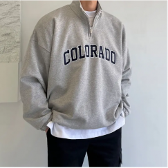 2 pcs Mens Turtleneck Half Zip Sweatshirt