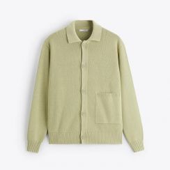 Mens Rib Knitted Cardigan Sweater